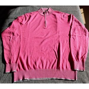 Raffi Sweater‎ Cashmere Blend Pink Mens M 1/4 Zip Mock Neck Pullover Ribbed Cuff